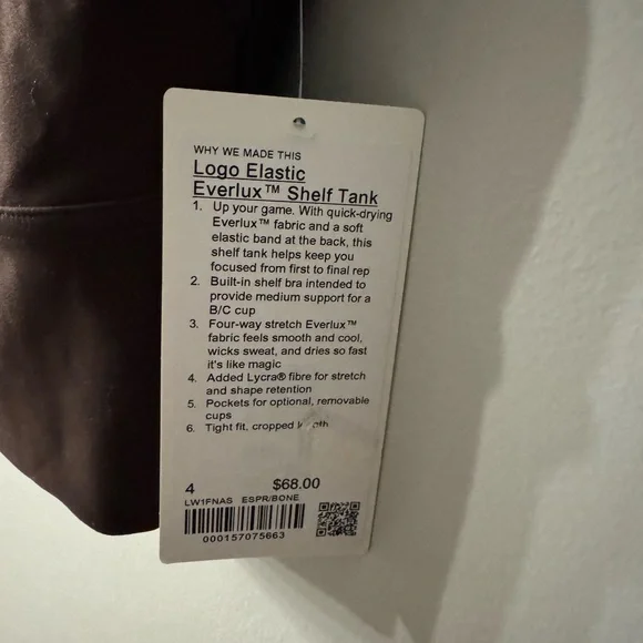 Lululemon Logo Elastic Everlux Shelf Tank NWT Size 4. - Picture 4 of 7